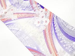 斜線に花模様織出し袋帯